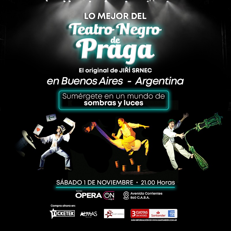 TEATRO NEGRO DE PRAGA en ARGENTINA. Sábado 1ro de noviembre en el Teatro Opera. Entradas a través de Ticketek.