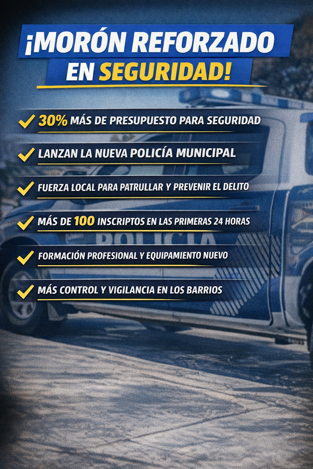 SEGURIDAD EN MORÓN: MÁS PRESUPUESTO Y UNA NUEVA POLICÍA MUNICIPAL