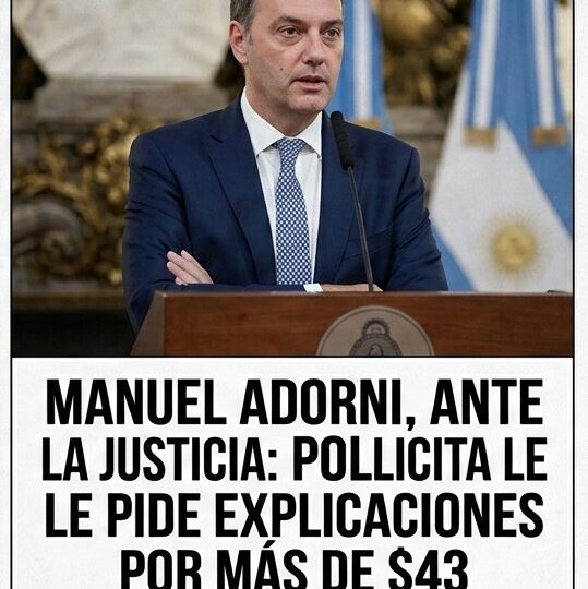 ADORNI, ANTE LA JUSTICIA: POLLICITA LE PIDE EXPLICACIONES POR MÁS DE $43 MILLONES Y US$400.000