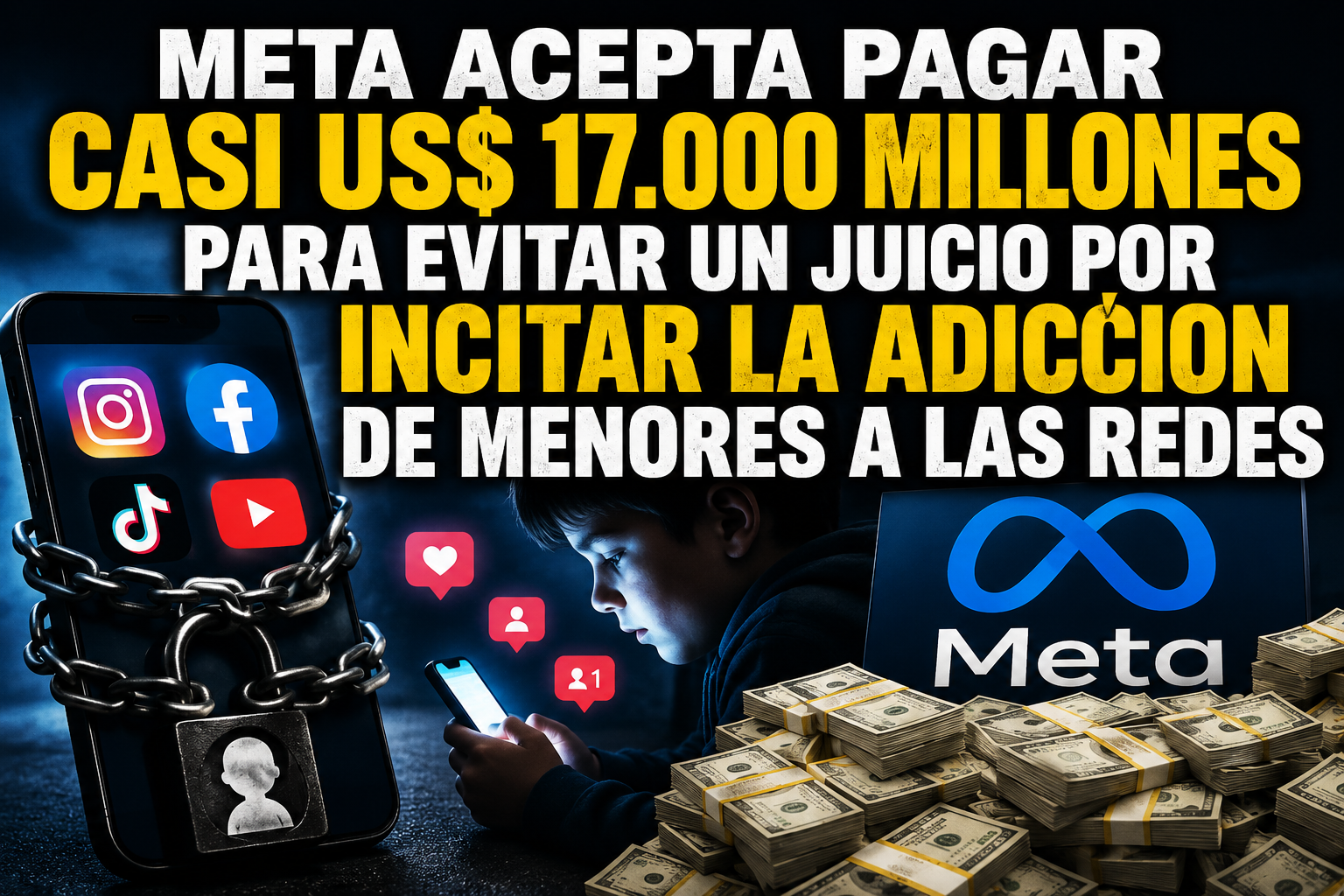 META PONE HASTA US$17.000 MILLONES SOBRE LA MESA PARA EVITAR UN JUICIO POR LA ADICCIÓN DE LOS MENORES A LAS REDES